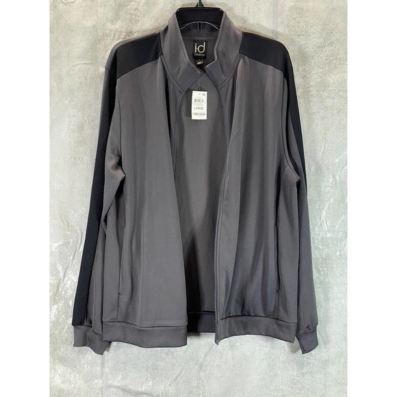 ID Ideology Men's Charcoal/Black Regular-Fit Moisture-Wicking Knit Jacket SZ L - Picture 2 of 12